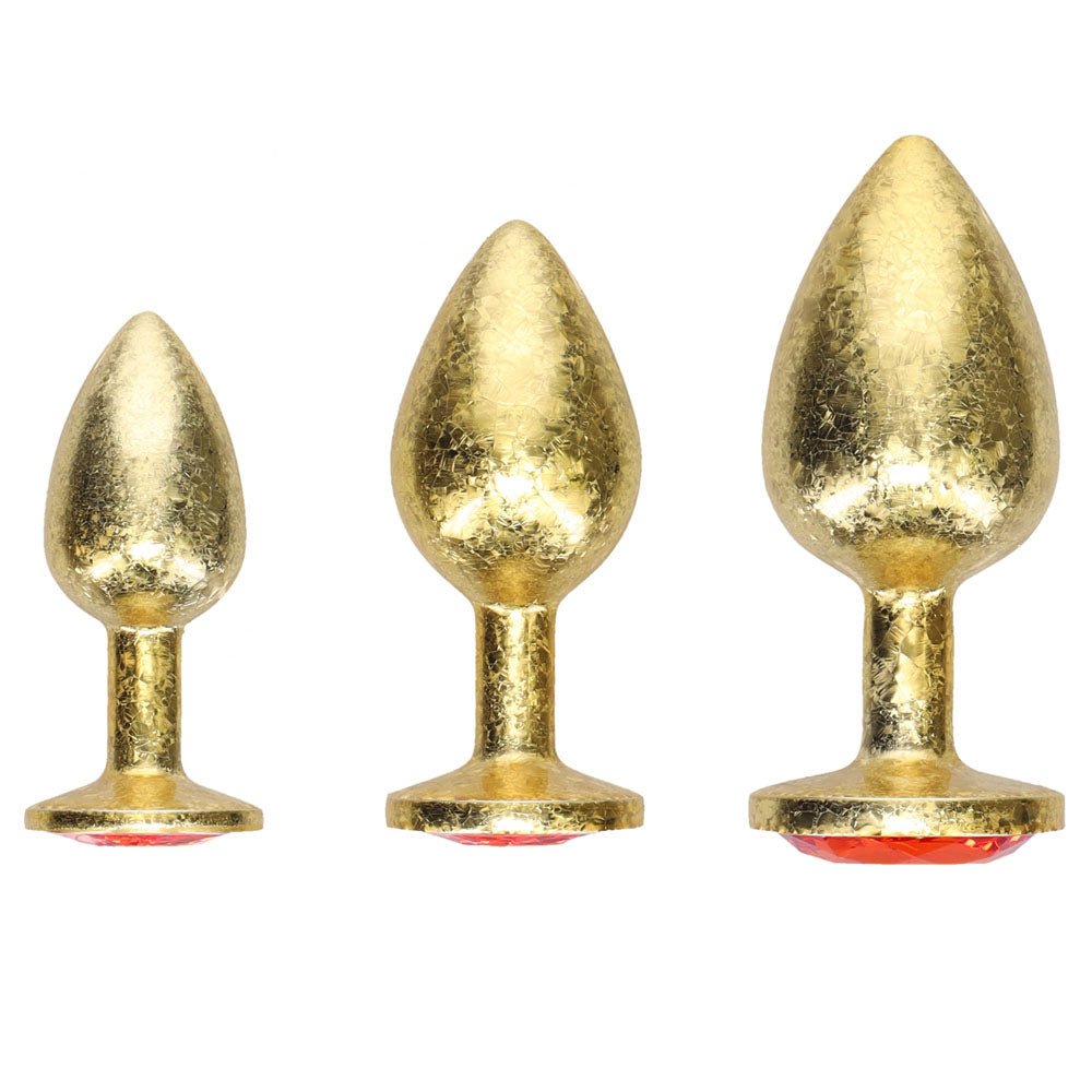 Buy OUCH! Milan Collection - Metal Anal Plug Set - Gold - Gold Butt Plugs with Gem Bases - Set of 3 Sizes