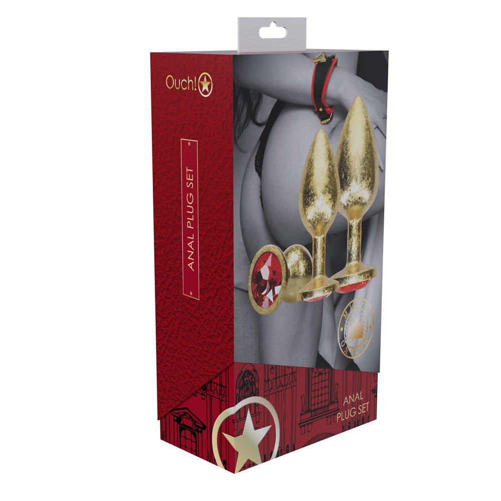 Buy OUCH! Milan Collection - Metal Anal Plug Set - Gold - Gold Butt Plugs with Gem Bases - Set of 3 Sizes