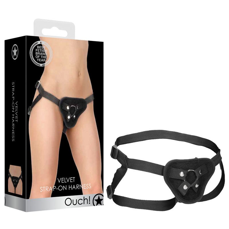 Buy OUCH! Velvet & Velcro Adjustable Harness with O - Ring - Black Strap - On Harness (No Probe Included)