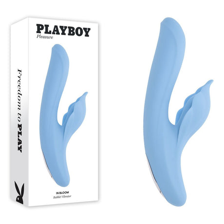 Buy Playboy Pleasure IN BLOOM - Blue 23.5 cm USB Rechargeable Thrusting Tapping & Heating Dual Vibrator