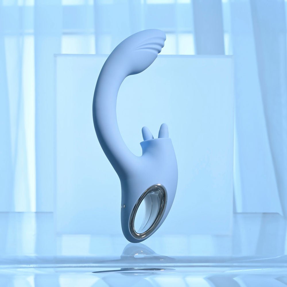 Buy Playboy Pleasure SAPPHIRE SKY - Blue 21.6 cm USB Rechargeable Vibrator with Double Tongue Stimulator