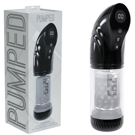 Buy PUMPED Strokemate - Black/Clear USB Rechargeable Sucking Rotating and Thrusting Auto Masturbator
