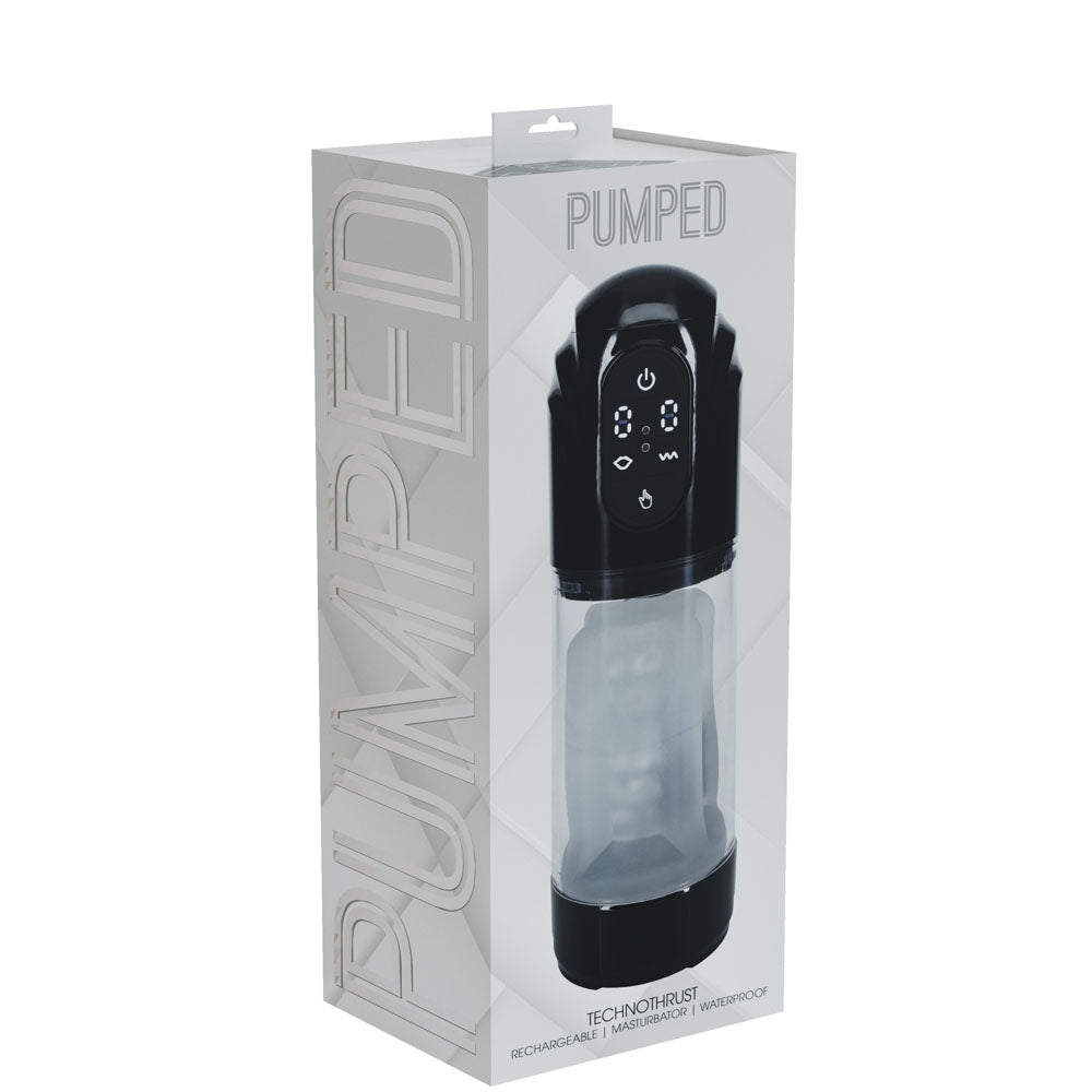 Buy PUMPED TechnoThrust Auto Masturbator - Black/Clear USB Rechargeable Auto Maturbator