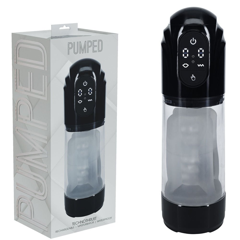 Buy PUMPED TechnoThrust Auto Masturbator - Black/Clear USB Rechargeable Auto Maturbator