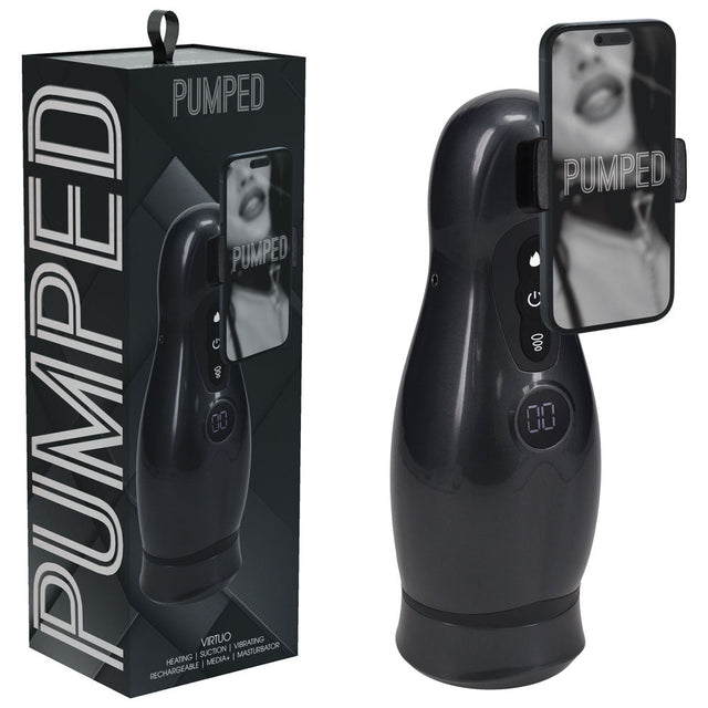 Buy PUMPED Virtuo - Gunmetal - Gunmetal Grey/Clear USB Rechargeable Sucking And Vibrating Auto Masturbator