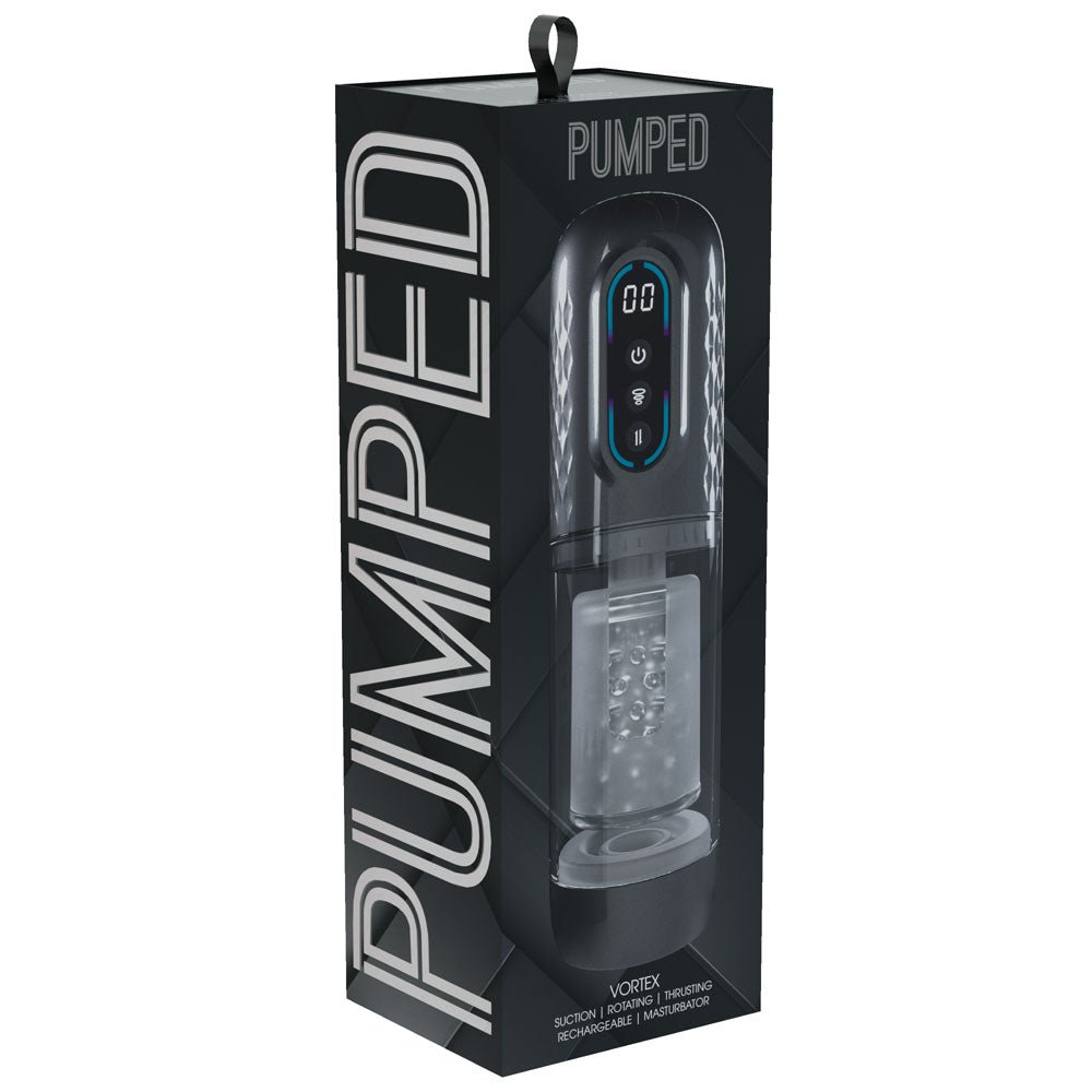 Buy PUMPED Vortex - Gunmetal - Gunmetal Grey/Clear USB Rechargeable Sucking Rotating and Thrusting Auto Masturbator