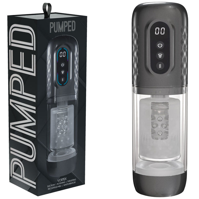 Buy PUMPED Vortex - Gunmetal - Gunmetal Grey/Clear USB Rechargeable Sucking Rotating and Thrusting Auto Masturbator