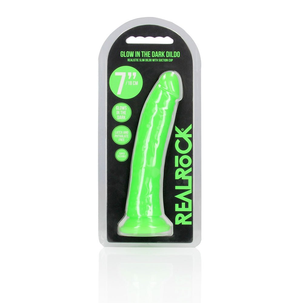 Buy REALROCK 18 cm Slim Glow in the Dark Neon - Green - Glow in Dark Green 18 cm (7'') Dong