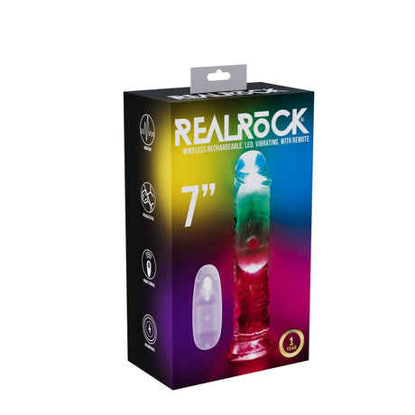Buy REALROCK 7'' No Balls Wireless Rechargeable LED Vibrating Dong - Clear with LED 20 cm USB Rechargeable Vibrating Dong with Remote