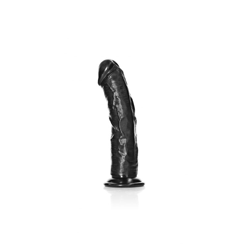Buy REALROCK Realistic Regular Curved Dildo with Suction Cup - 18 cm - Black 18 cm (7'') Dong