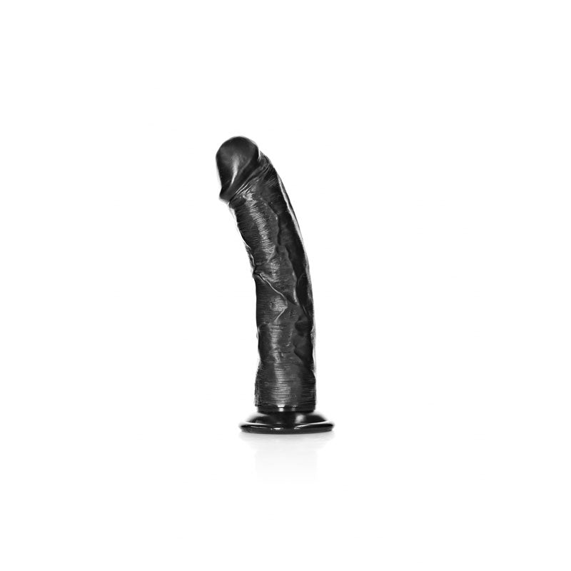 Buy REALROCK Realistic Regular Curved Dildo with Suction Cup - 18 cm - Black 18 cm (7'') Dong