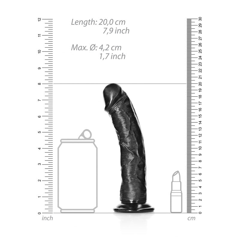 Buy REALROCK Realistic Regular Curved Dildo with Suction Cup - 18 cm - Black 18 cm (7'') Dong