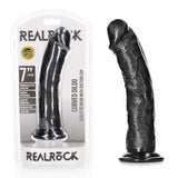 Buy REALROCK Realistic Regular Curved Dildo with Suction Cup - 18 cm - Black 18 cm (7'') Dong