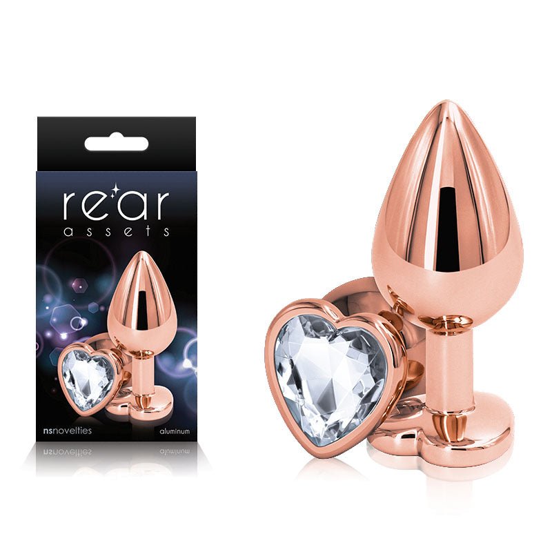 Buy Rear Assets Rose Gold Heart Medium - Rose Gold Medium Metal Butt Plug with Clear Heart Gem Base at NZ’s Mega Adult Toys Store. Discover premium sex toys with discreet shipping at the best price in NZ