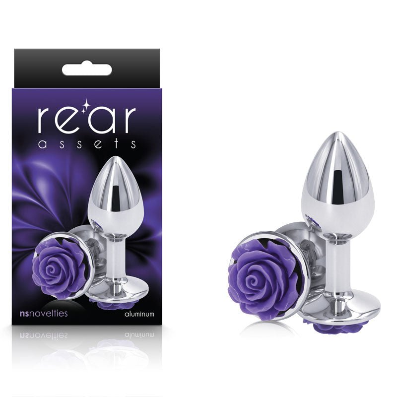 Buy Rear Assets Rose - Small - Chrome 7.6 cm Metal Butt Plug with Purple Rose Base at NZ’s Mega Adult Toys Store. Discover premium sex toys with discreet shipping at the best price in NZ