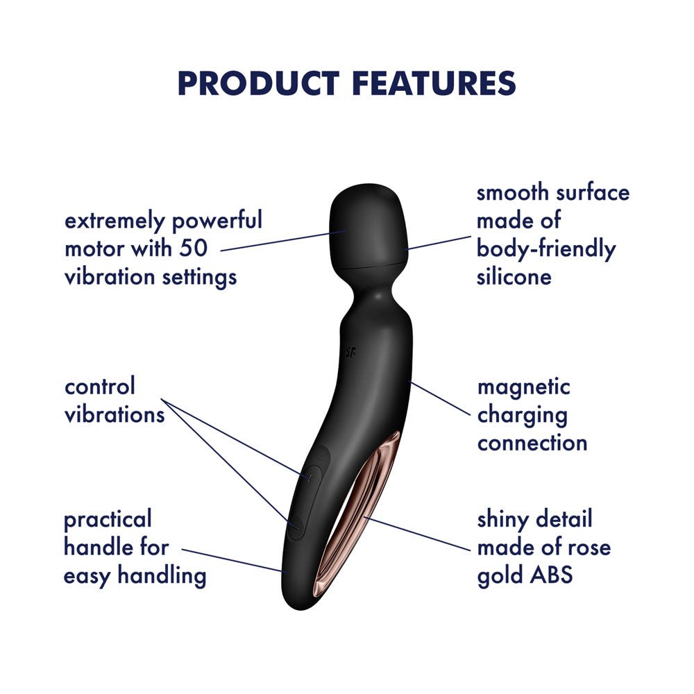 Buy Satisfyer Wand - erland - Black - Black/Rose Gold USB Rechargeable Massage Wand