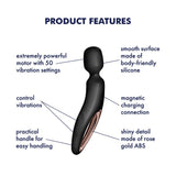 Buy Satisfyer Wand - erland - Black - Black/Rose Gold USB Rechargeable Massage Wand