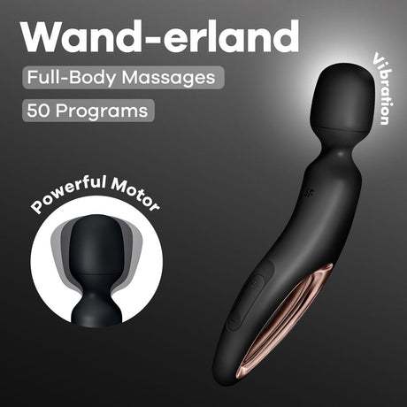Buy Satisfyer Wand - erland - Black - Black/Rose Gold USB Rechargeable Massage Wand