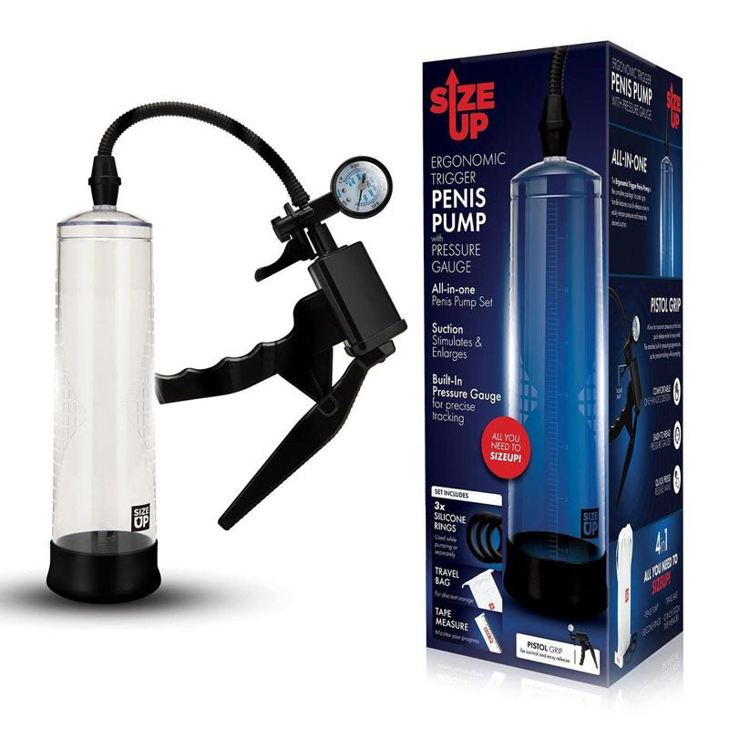 Buy Size Up Ergonomic Trigger Penis Pump with Pressure Gauge - Clear Penis Pump