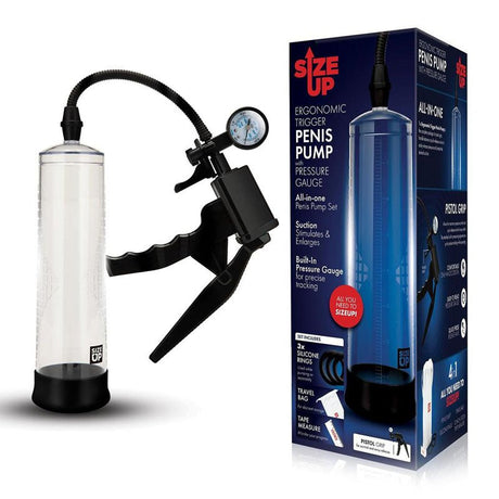 Buy Size Up Ergonomic Trigger Penis Pump with Pressure Gauge - Clear Penis Pump