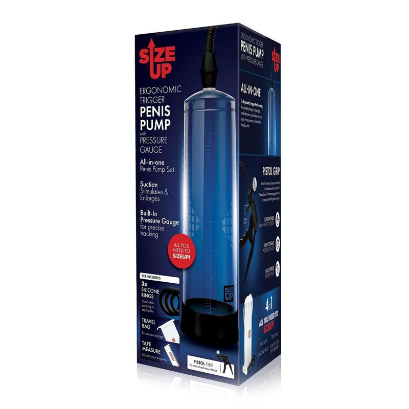 Buy Size Up Ergonomic Trigger Penis Pump with Pressure Gauge - Clear Penis Pump