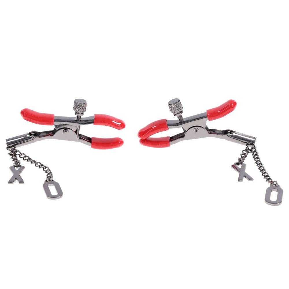 Buy S&M Exs & Ohs Nipple Clamps - Red Tipped Metal Nipple Clamps - Set of 2 at Oh Joy. Discover premium sexual toys with discreet shipping at the best price in NZ