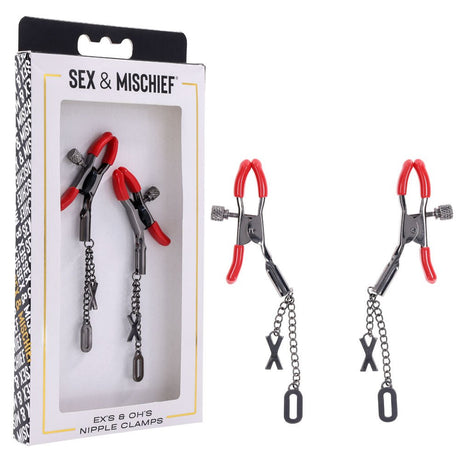 Buy S&M Exs & Ohs Nipple Clamps - Red Tipped Metal Nipple Clamps - Set of 2 at Oh Joy. Discover premium sexual toys with discreet shipping at the best price in NZ