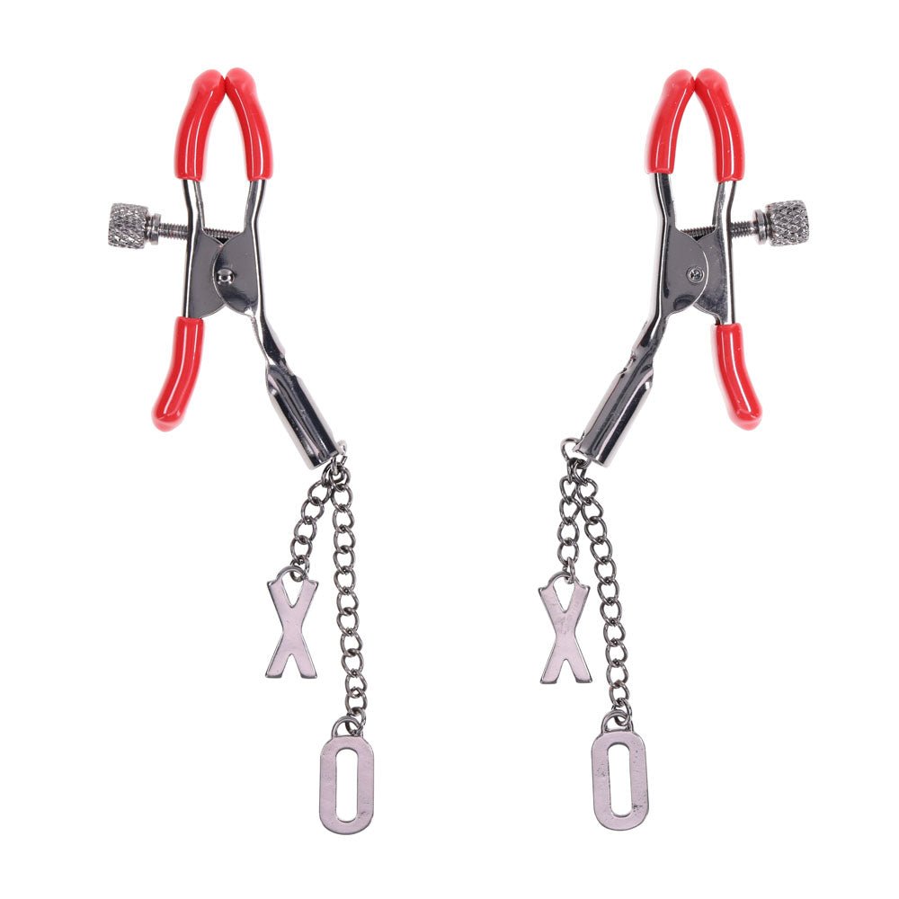 Buy S&M Exs & Ohs Nipple Clamps - Red Tipped Metal Nipple Clamps - Set of 2 at Oh Joy. Discover premium sexual toys with discreet shipping at the best price in NZ