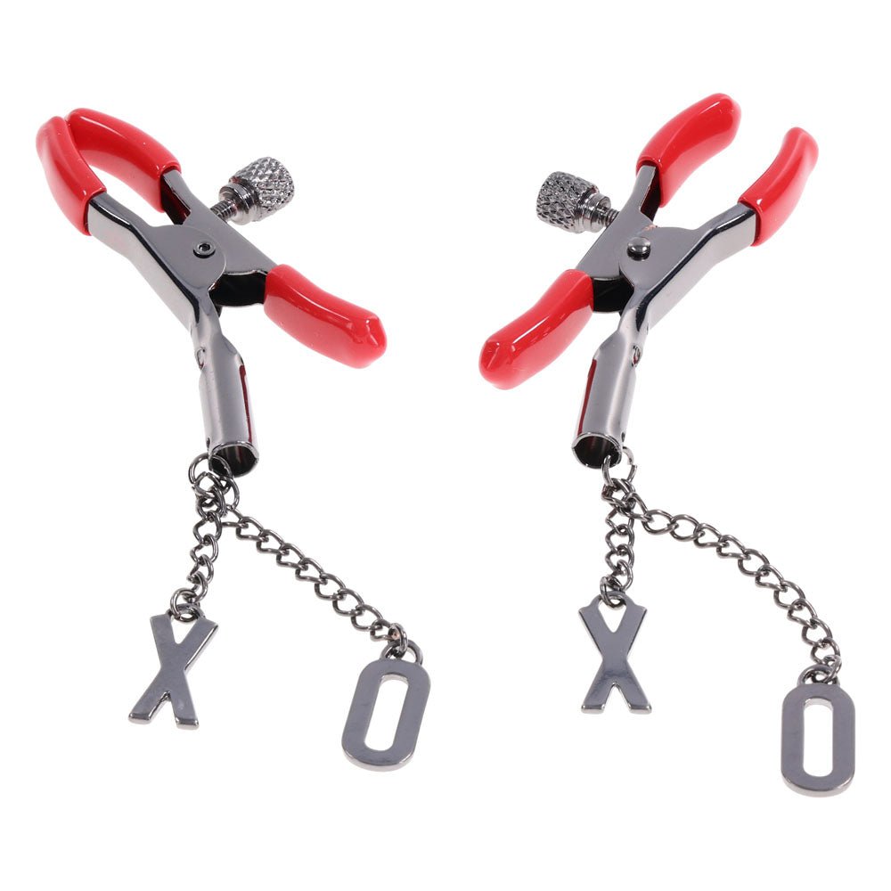 Buy S&M Exs & Ohs Nipple Clamps - Red Tipped Metal Nipple Clamps - Set of 2 at Oh Joy. Discover premium sexual toys with discreet shipping at the best price in NZ