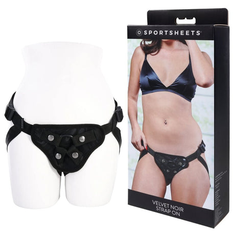 Buy SPORTSHEETS Velvet Noir Strap On - Black Adjustable Strap - On Harness (No Probe Included) at Oh Joy. Discover premium sexual toys with discreet shipping at the best price in NZ