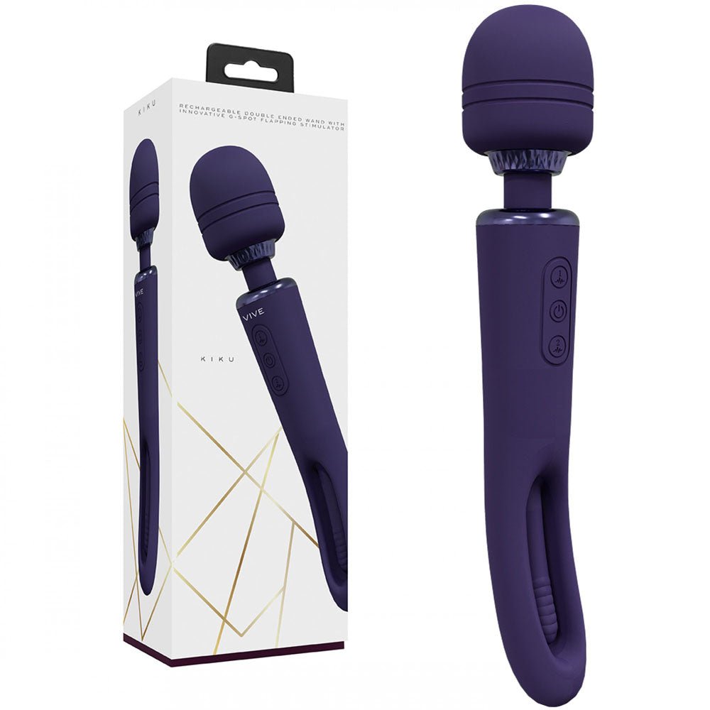 Buy VIVE Kiku - Purple - Purple 25.2 cm USB Rechargeable Dual End Massage Wand with Flapping Tip