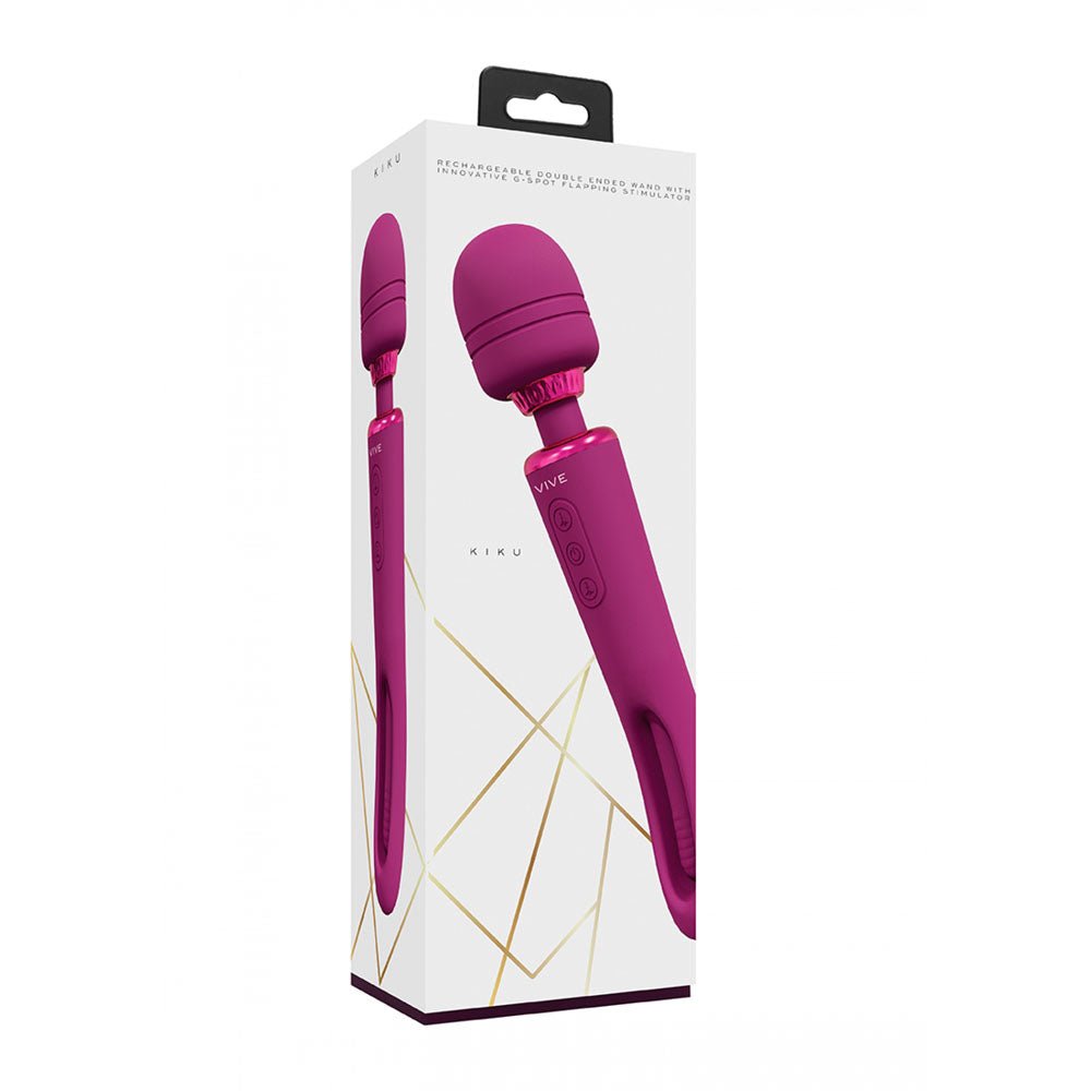 Buy VIVE Kiku - Pink - Pink 25.2 cm USB Rechargeable Dual End Massage Wand with Flapping Tip